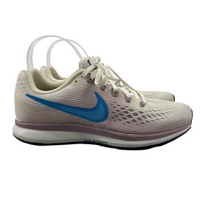 Nike Womens 8.5 Running Shoes White Blue Air Zoom Pegasus 880560-105 *No Insoles